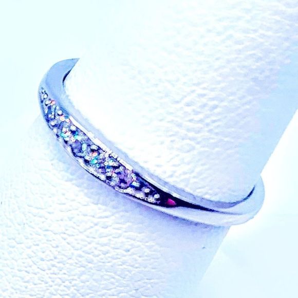 NEW! PAVE CZ S925 STERLING SILVER RHODIUM PLTD STACKING RING-SIZE 7! - Picture 12 of 14